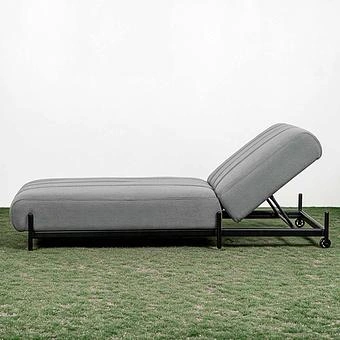 Садовый шезлонг-лежак Luna Lounger, Black акриловая ткань Light Stone - ракурс 3