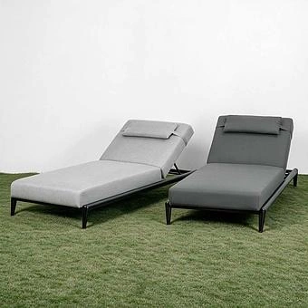 Садовый шезлонг-лежак Dune Lounger, Black акриловая ткань Lead Chine - ракурс 8