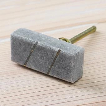 Мебельная ручка Brass Inlay Grey Stone Knob - ракурс 2