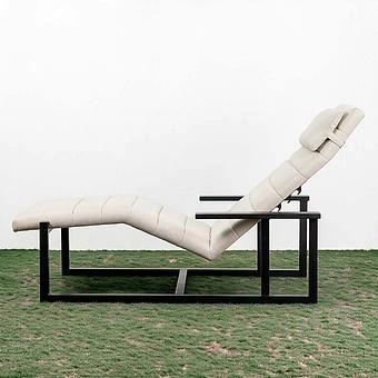 Садовый шезлонг-лежак Roxy Lounger, Black акриловая ткань Light Stone - ракурс 4