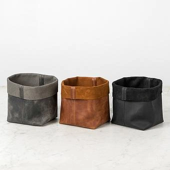 Корзина для хранения Leather Storage Basket Small натуральная кожа Noire - ракурс 5