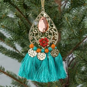 Новогодняя подвеска Metal Pendant With Turquoise Tassel 13 cm