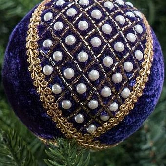 Ёлочная игрушка Pearls Ball Purple 10 cm - ракурс 5