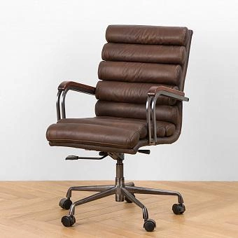 Кресло Ufficio Torino Armchair, Red Brown Wood D натуральная кожа Mars