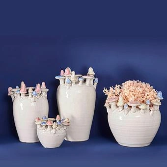 Кашпо Mushrooms Pot White - ракурс 3
