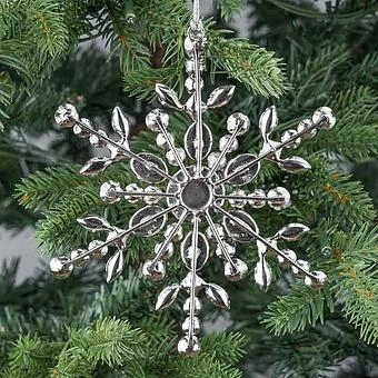 Ёлочная игрушка Silver Blue Stones Snowflake Silver 15 cm - ракурс 2