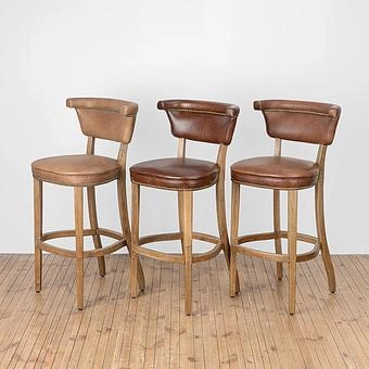 Барный стул Angeles Barstool High, Weathered Oak натуральная кожа Vintage Cigar - ракурс 15