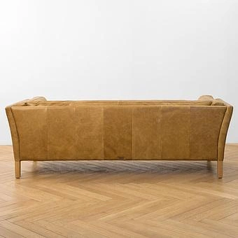 Трёхместный диван Lincoln 3 Seater, Bleached Oak PF натуральная кожа Cognac Grain - ракурс 4