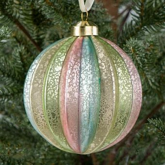 Ёлочная игрушка Strip Aged Ball In Pastel Colors 10 cm