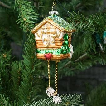 Ёлочная игрушка Glass Hanger Cuckoo Clock 8 cm - ракурс 3