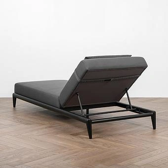 Садовый шезлонг-лежак Dune Lounger, Black акриловая ткань Anthracite Carbon - ракурс 4