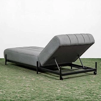 Садовый шезлонг-лежак Luna Lounger, Black акриловая ткань Light Stone - ракурс 4