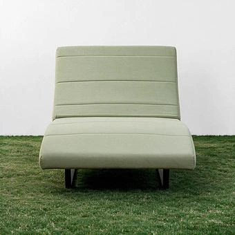 Садовый шезлонг-лежак Wave Lounger, Black акриловая ткань Almond - ракурс 3