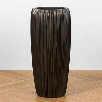 Кашпо Effectory Metal Tall Pot Wave Black Bronze Small