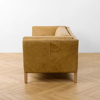 Трёхместный диван Lincoln 3 Seater, Bleached Oak PF натуральная кожа Cognac Grain - ракурс 3