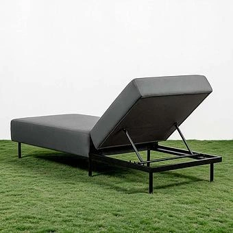 Садовый шезлонг-лежак Chic Lounger, Black акриловая ткань Lead Chine - ракурс 4