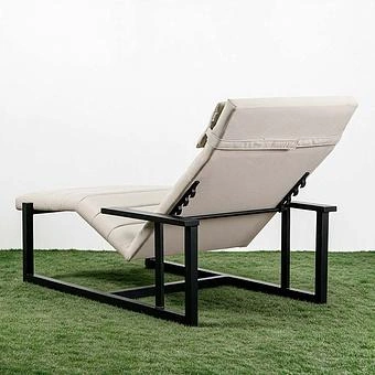 Садовый шезлонг-лежак Roxy Lounger, Black акриловая ткань Light Stone - ракурс 5