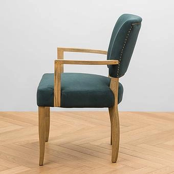 Стул Mami Dining Chair With Arms, Oak Brown полиэстер Maldives Blue - ракурс 3