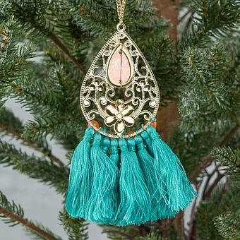Новогодняя подвеска Metal Pendant With Turquoise Tassel 13 cm - ракурс 3