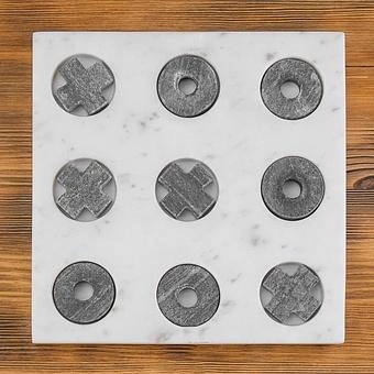 Крестики-нолики Tic Tac Toe In White And Grey Marble - ракурс 3