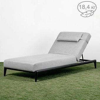 Садовый шезлонг-лежак Dune Lounger, Black акриловая ткань Lead Chine