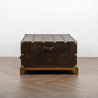 Журнальный стол-сундук Piligrim Coffee Table, Light Wood RM натуральная кожа Antique Master - ракурс 4