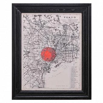 Картина-принт Classic Map Tokyo, Black Wood дуб Black Oak
