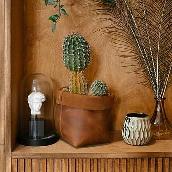 Корзина для хранения Leather Storage Basket Small натуральная кожа Caramel - ракурс 5
