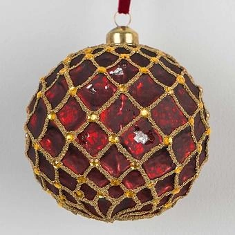 Ёлочная игрушка Grid Ball Burgundy 10 cm discount2