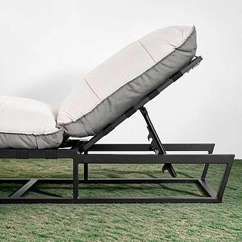 Садовый шезлонг-лежак Reef Lounger, Black акриловая ткань Light Stone - ракурс 7