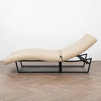 Садовый шезлонг-лежак Wave Lounger, Black акриловая ткань Heather Beige - ракурс 3