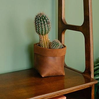 Корзина для хранения Leather Storage Basket Small натуральная кожа Caramel - ракурс 4