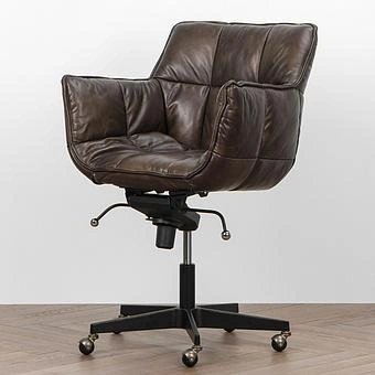 Кресло Center Swivel Armchair On Wheels RM натуральная кожа Antique Master - ракурс 2