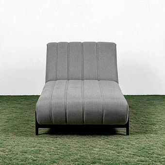 Садовый шезлонг-лежак Luna Lounger, Black акриловая ткань Light Stone - ракурс 2
