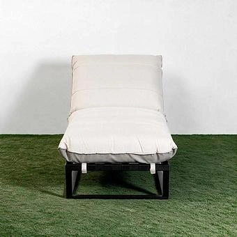 Садовый шезлонг-лежак Reef Lounger, Black акриловая ткань Light Stone - ракурс 2