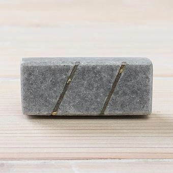 Мебельная ручка Brass Inlay Grey Stone Knob - ракурс 3