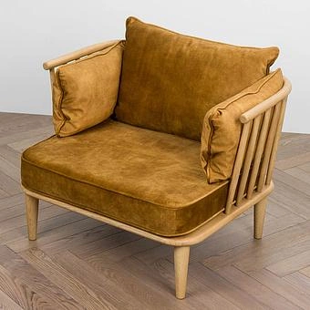 Кресло Maldives Chair, Bleached Oak ткань Autumn Brown Light - ракурс 5