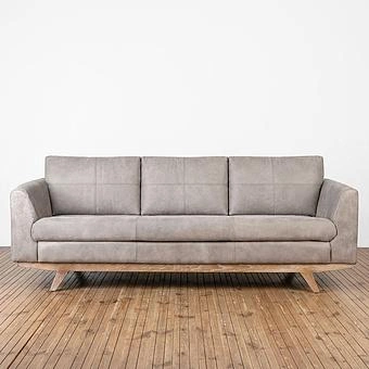 Трёхместный диван Patrick 3 Seater, Oak Sandwashed натуральная кожа Pale Grey - ракурс 2