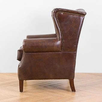Кресло Parlament Armchair, Red Brown Wood D натуральная кожа Vintage Brown - ракурс 3