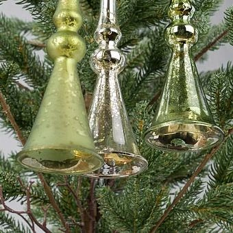 Набор из 3-х ёлочных игрушек Set Of 3 Bells Silver, Copper And Green 20 cm - ракурс 4