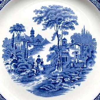Винтажная тарелка Vintage Plate Blue White Medium 11 - ракурс 2