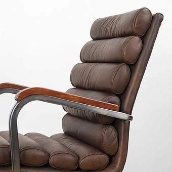 Кресло Ufficio Torino Armchair, Red Brown Wood D натуральная кожа Mars - ракурс 8