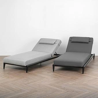 Садовый шезлонг-лежак Dune Lounger, Black акриловая ткань Anthracite Carbon - ракурс 8