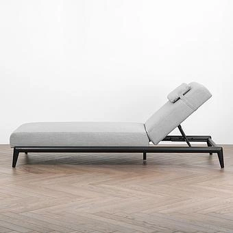 Садовый шезлонг-лежак Dune Lounger, Black акриловая ткань Lead Chine - ракурс 3