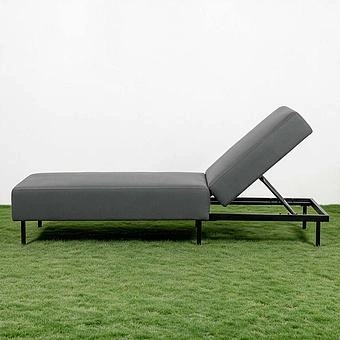 Садовый шезлонг-лежак Chic Lounger, Black акриловая ткань Lead Chine - ракурс 3