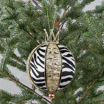 Ёлочная игрушка Zebra Ball Gold With Crown 17 cm - ракурс 5