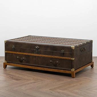 Журнальный стол-сундук Piligrim Coffee Table, Light Wood RM натуральная кожа Antique Master