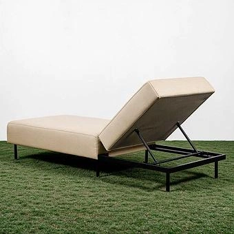 Садовый шезлонг-лежак Chic Lounger, Black акриловая ткань Lead Chine - ракурс 4