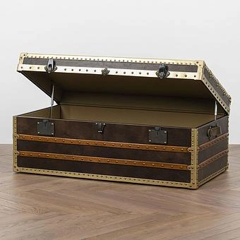 Журнальный стол-сундук Cargo Coffee Table RM натуральная кожа Antique Master - ракурс 2