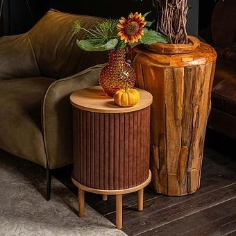 Прикроватный столик Audacious Side Table Without USB, Oak экокожа Hazelnut Faux Leather - ракурс 11